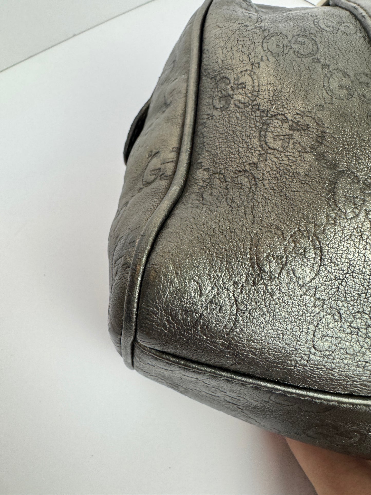 Gucci Boston Embossed Leather Monogram Grey