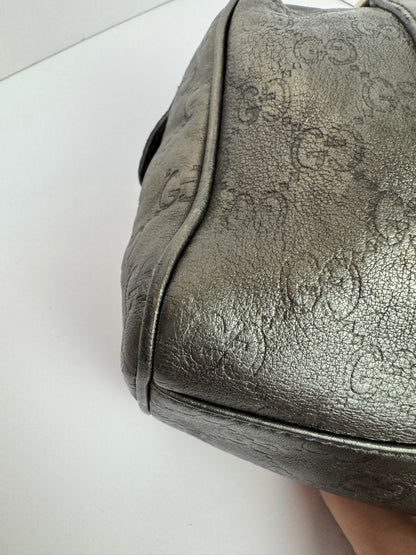 Gucci Boston Embossed Leather Monogram Grey