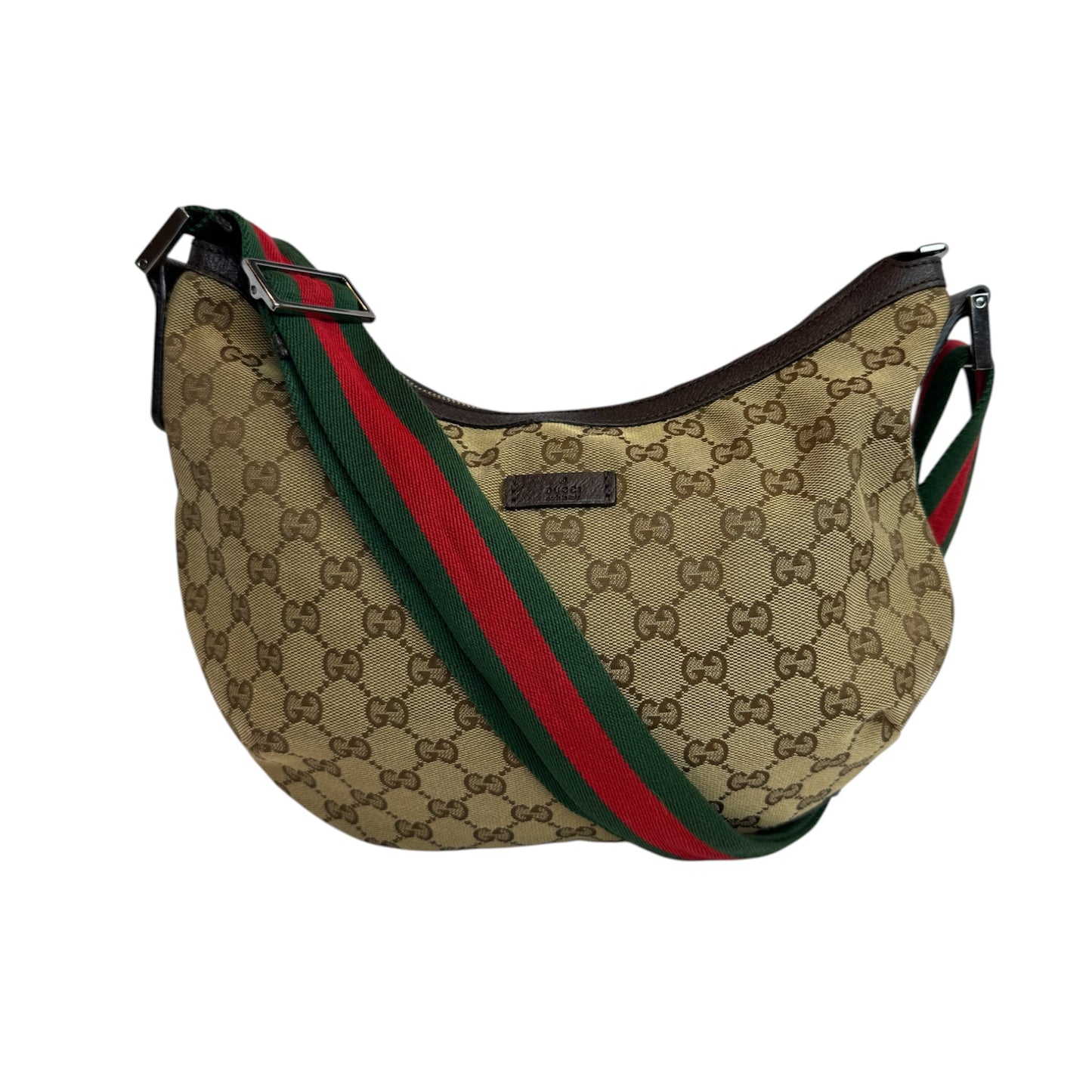 GUCCI Web Halfmoon GG Canvas Brown