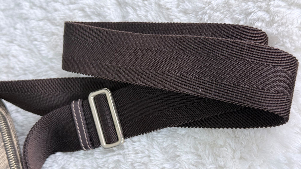 GUCCI Front Zip Messenger GG Coated Canvas Brown