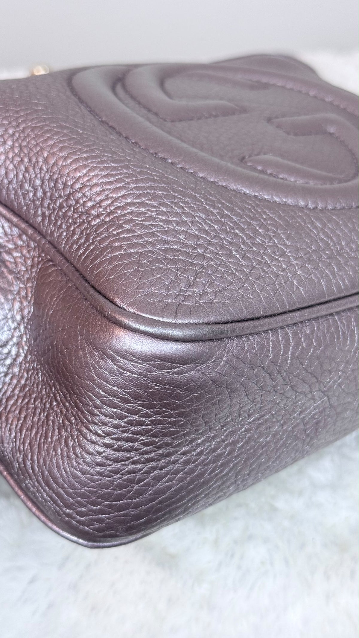 GUCCI Soho Disco Leather Purple Metallic Crossbody