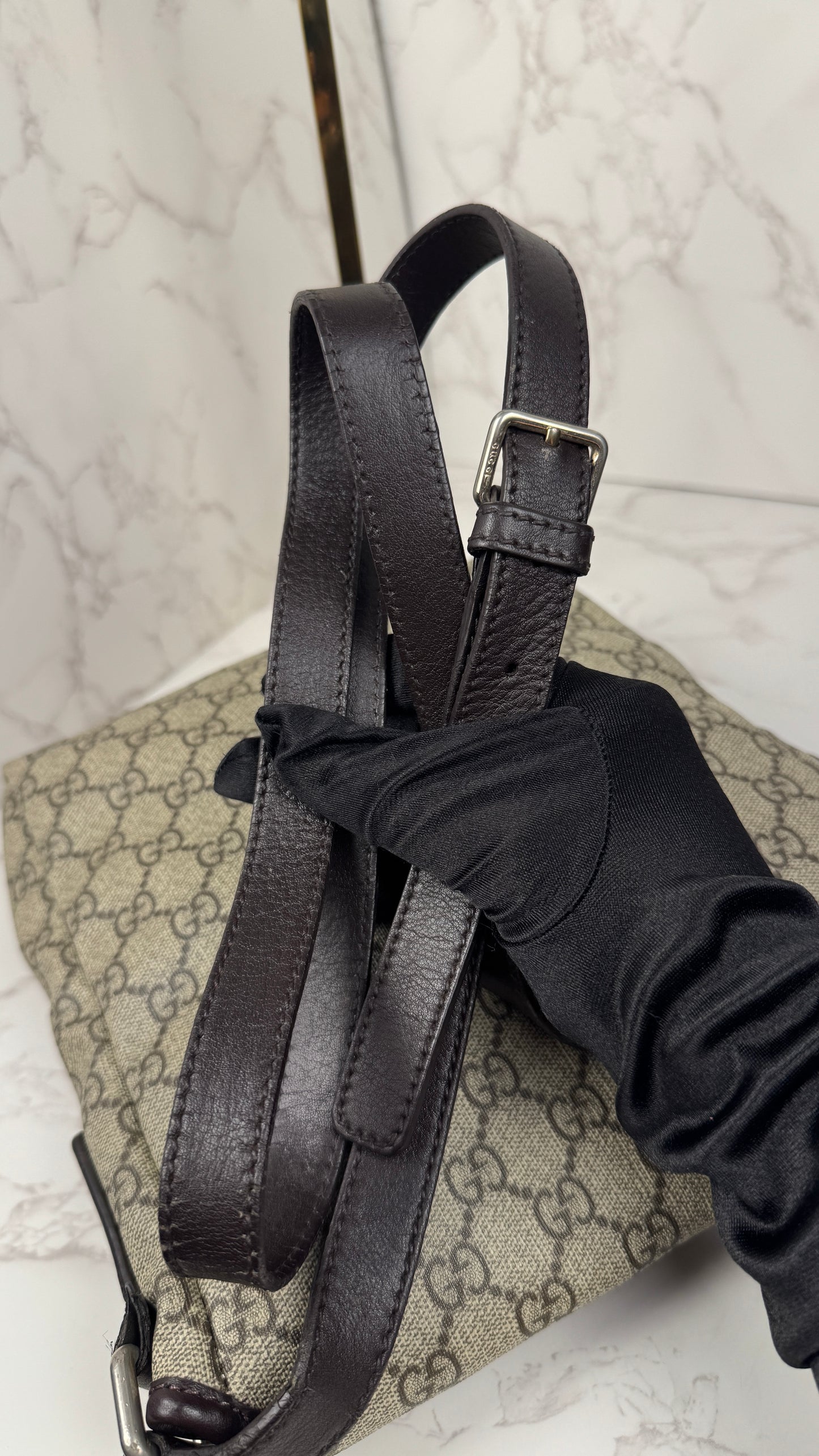 Gucci Flap Messenger Coated Canvas Monogram Brown