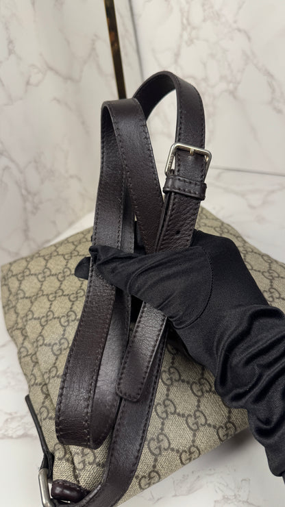 Gucci Flap Messenger Coated Canvas Monogram Brown