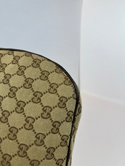 GUCCI Hobo Halfmoon Double Button GG Canvas Brown