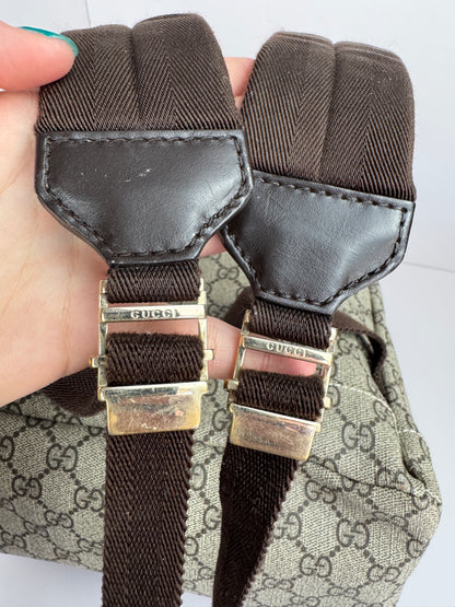 Gucci Buckle Backpack GG Coated Canvas Medium