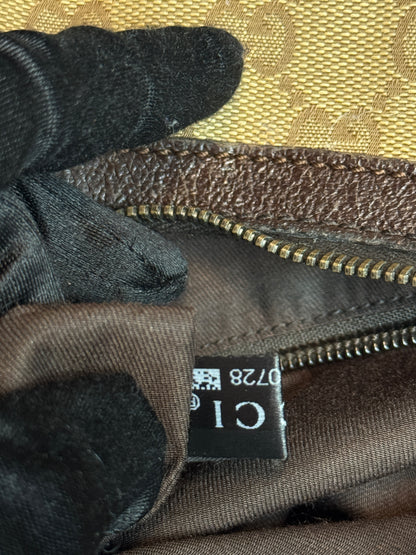 GUCCI Web Halfmoon GG Canvas Brown