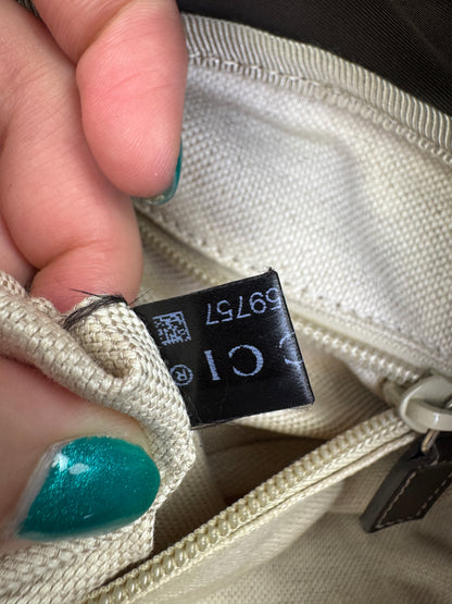 Gucci Buckle Backpack GG Coated Canvas Medium