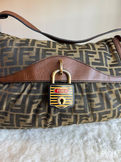 FENDI Pleated Zucca Canvas Shoulder bag