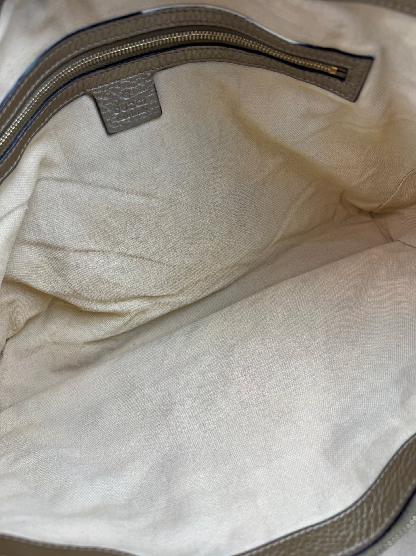Gucci Bella Tote Leather Metallic Gold