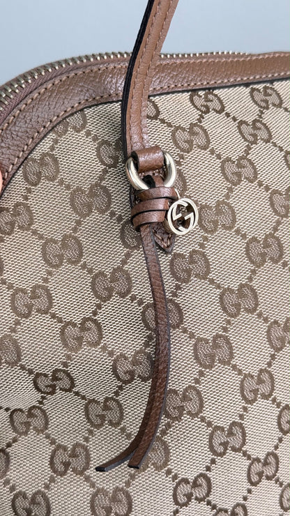 GUCGI Bree Tote GG Canvas Brown