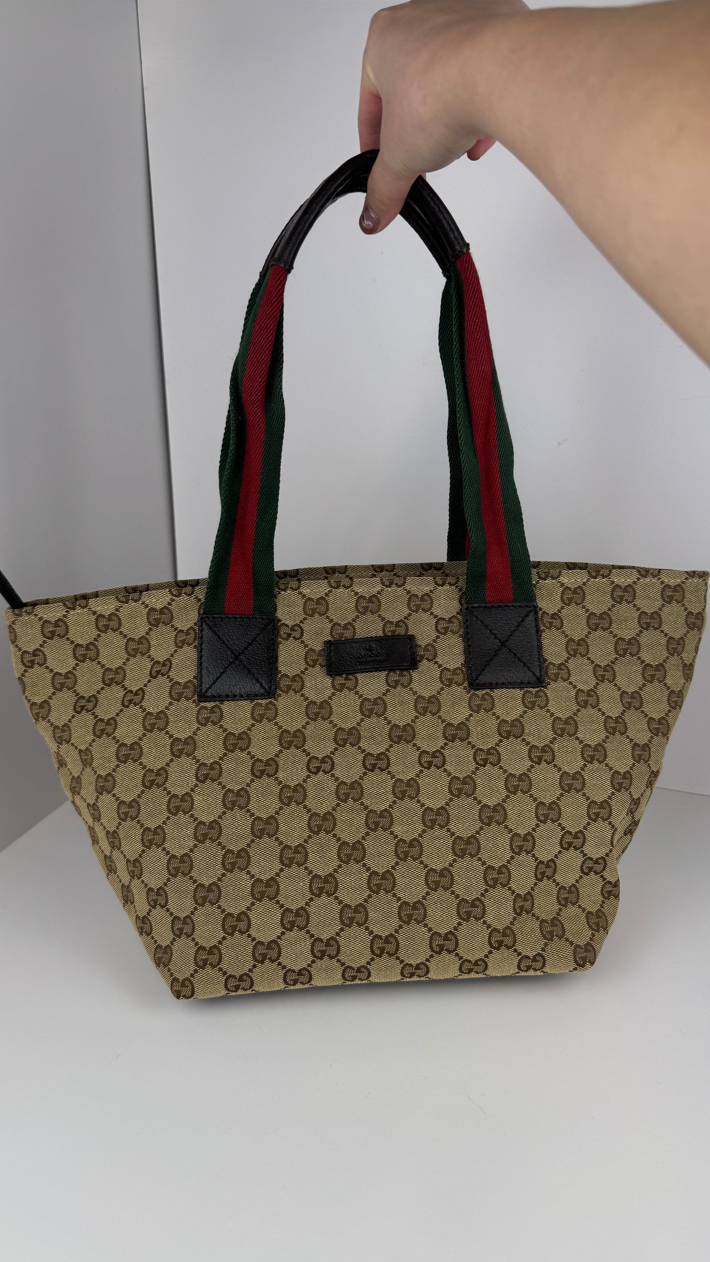 Gucci Web Zip Tote GG Canvas