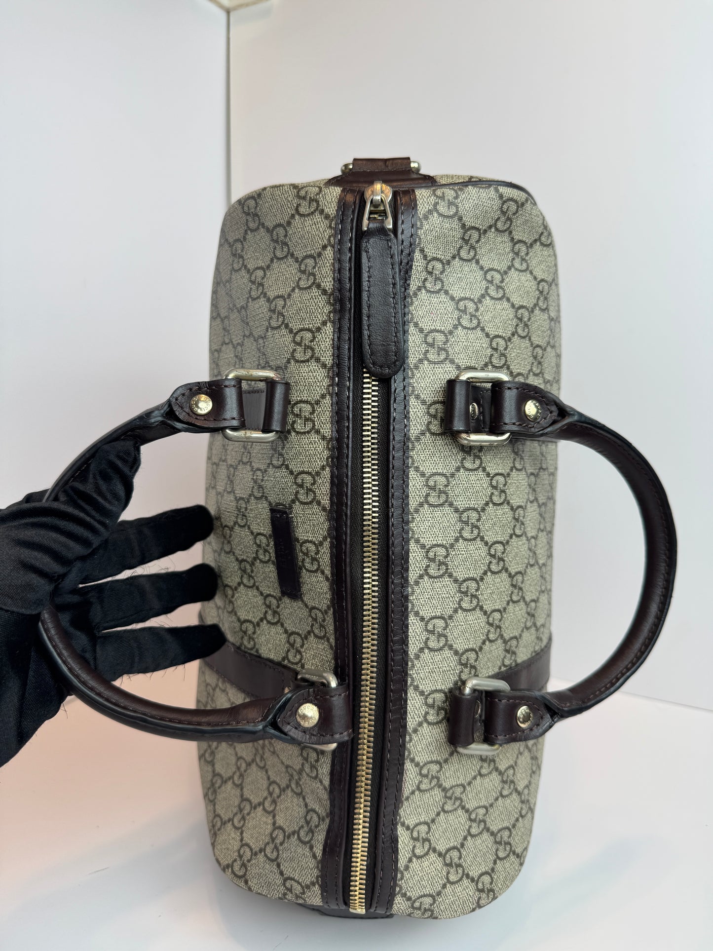 GUCCI Joy Boston GG Coated Canvas Brown
