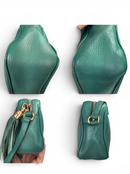 Gucci Soho Disco bag is crafted from green pebbled leather