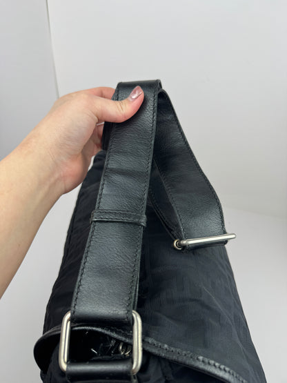 Fendi Zucca Flap Messenger Black
