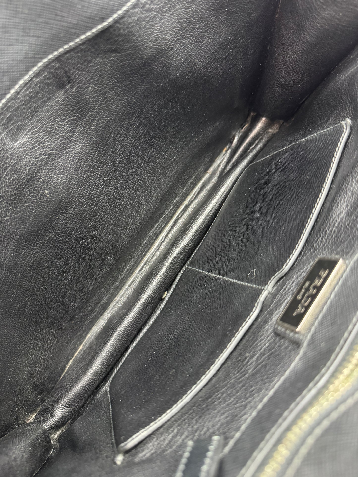 Prada Saffiano Business Briefcase two tone Black& Blue