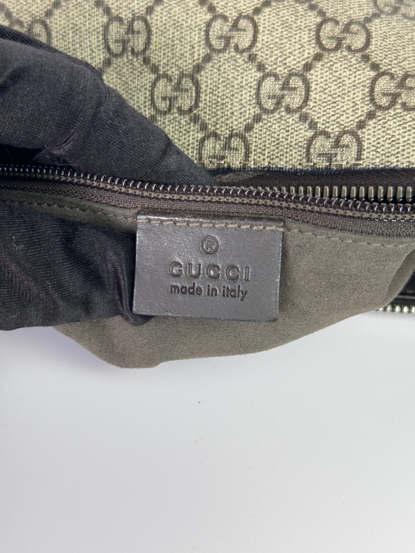 Gucci Front Zip Messenger Dark Brown GG Coated Canvas