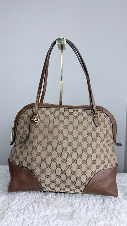 GUCGI Bree Tote GG Canvas Brown