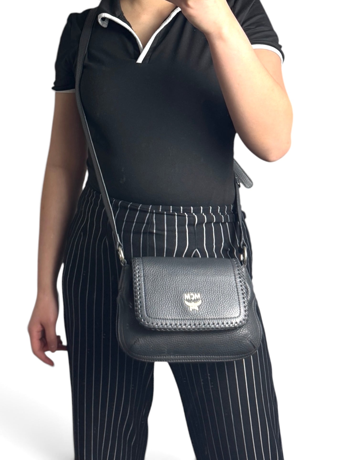 Mcm Leather flap crossbody Dark grey