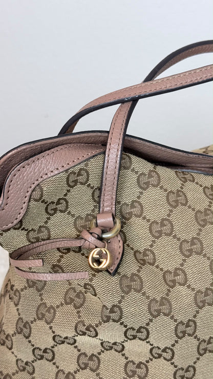 GUCCI Bree Top Handle GG Canvas Pink