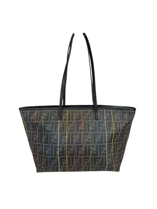 FENDI  Zucca Print Multi color Stripe Coated canvas Medium Roll Tote