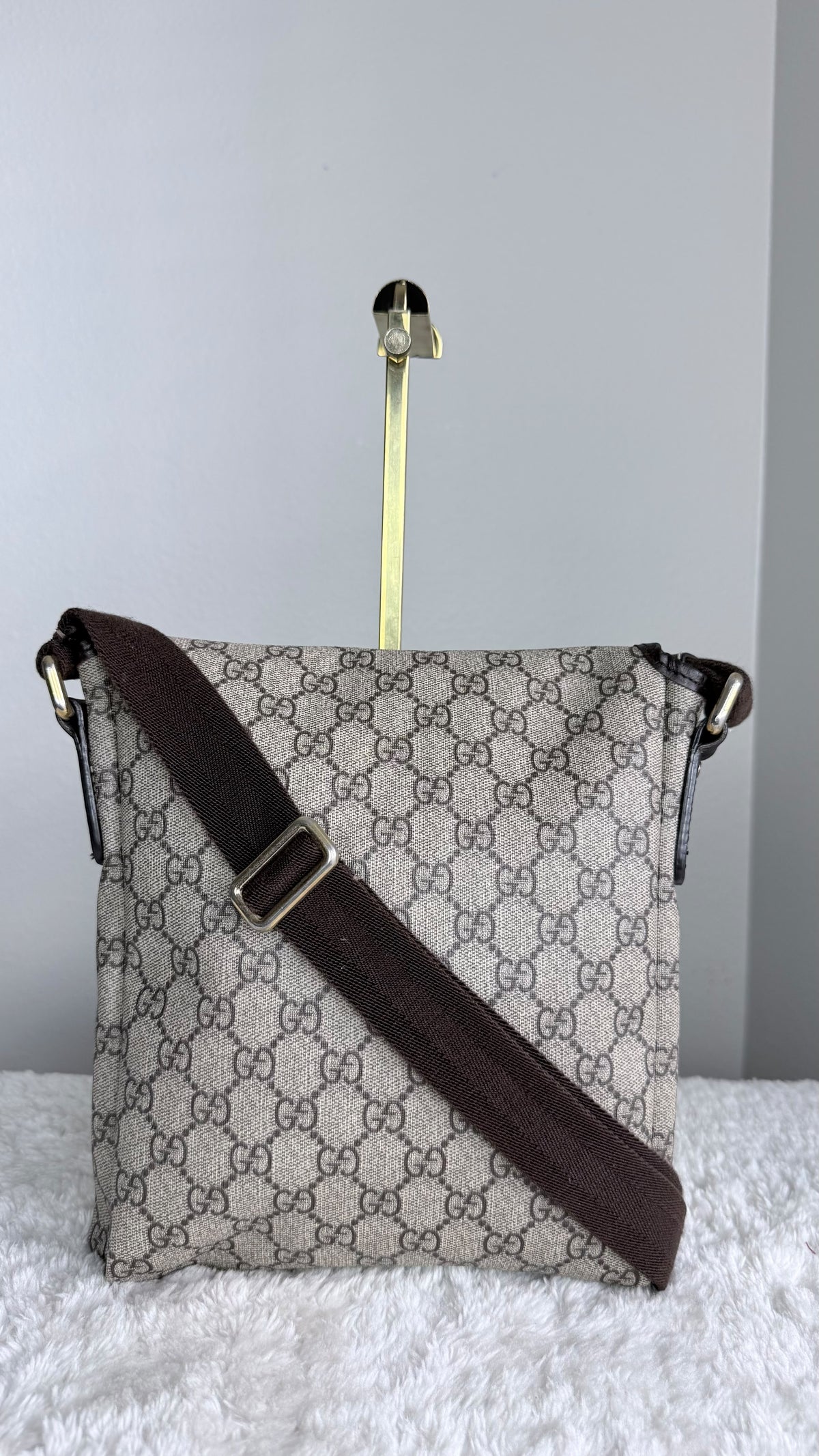GUCCI Flap Crossbody GG Supreme Coated canvas Brown