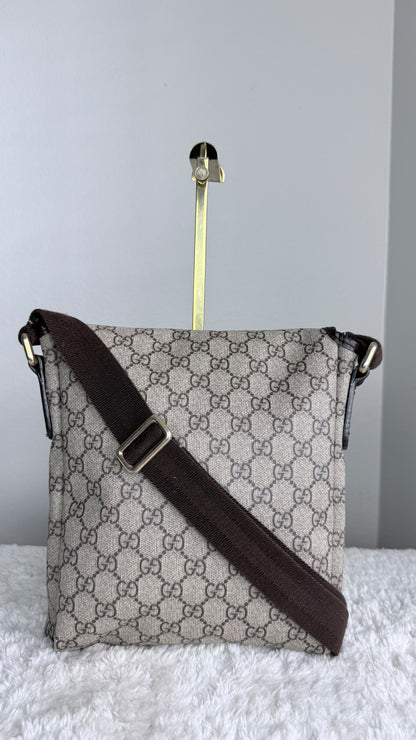 GUCCI Flap Crossbody GG Supreme Coated canvas Brown