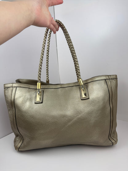 Gucci Bella Tote Leather Metallic Gold
