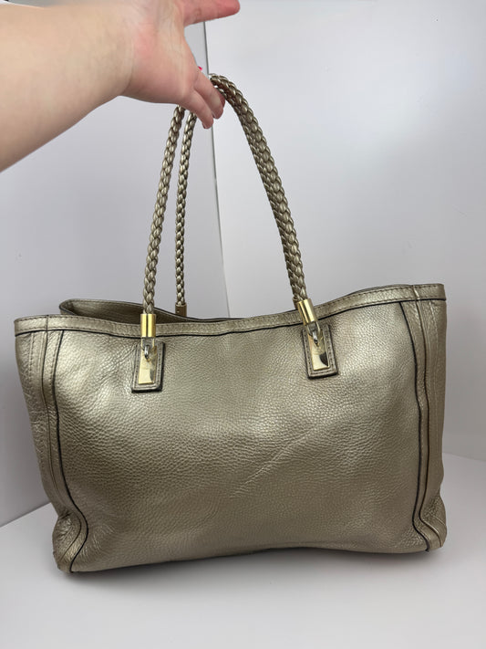 Gucci Bella Tote Leather Metallic Gold