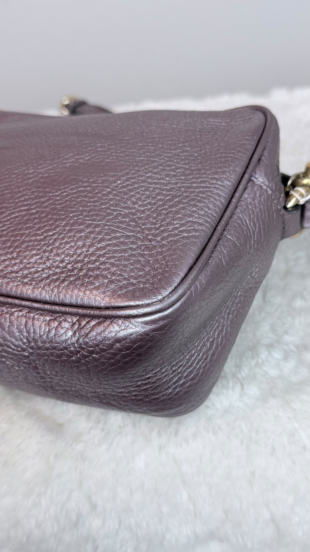 GUCCI Soho Disco Leather Purple Metallic Crossbody