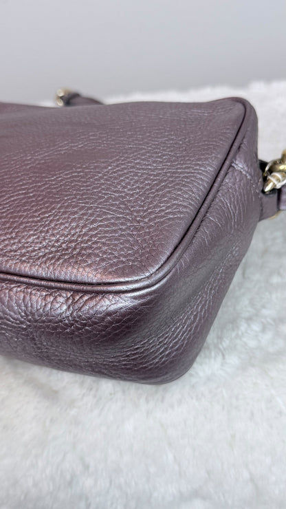 GUCCI Soho Disco Leather Purple Metallic Crossbody