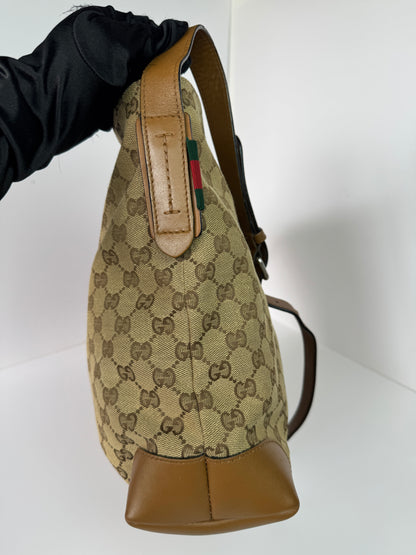 Gucci Web Loop Shoulder GG Canvas Light Brown