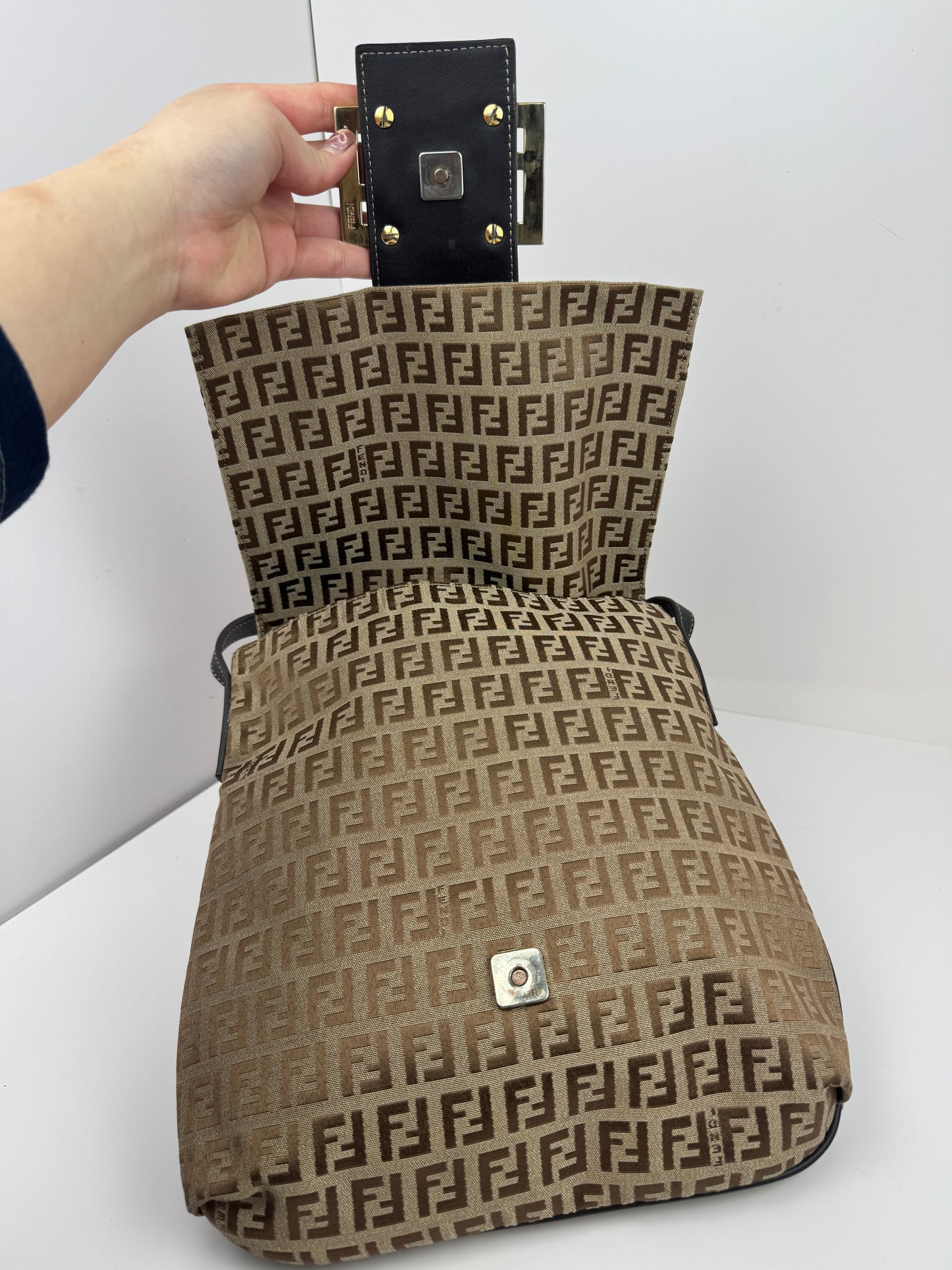 FENDI FF Monogram Crossbody Brown Bag