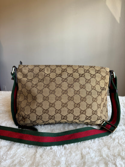 GUCCI Web Strap Camera GG Canvas Brown