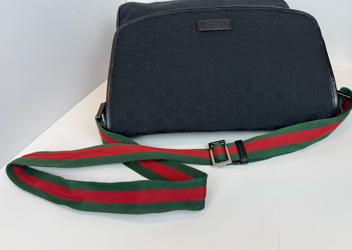 GUCCI Web Flap Messenger GG Canvas Black
