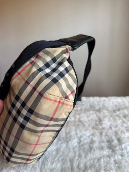 BURBERRY Nylon Check Sonny Bum bag Achieve beige Black