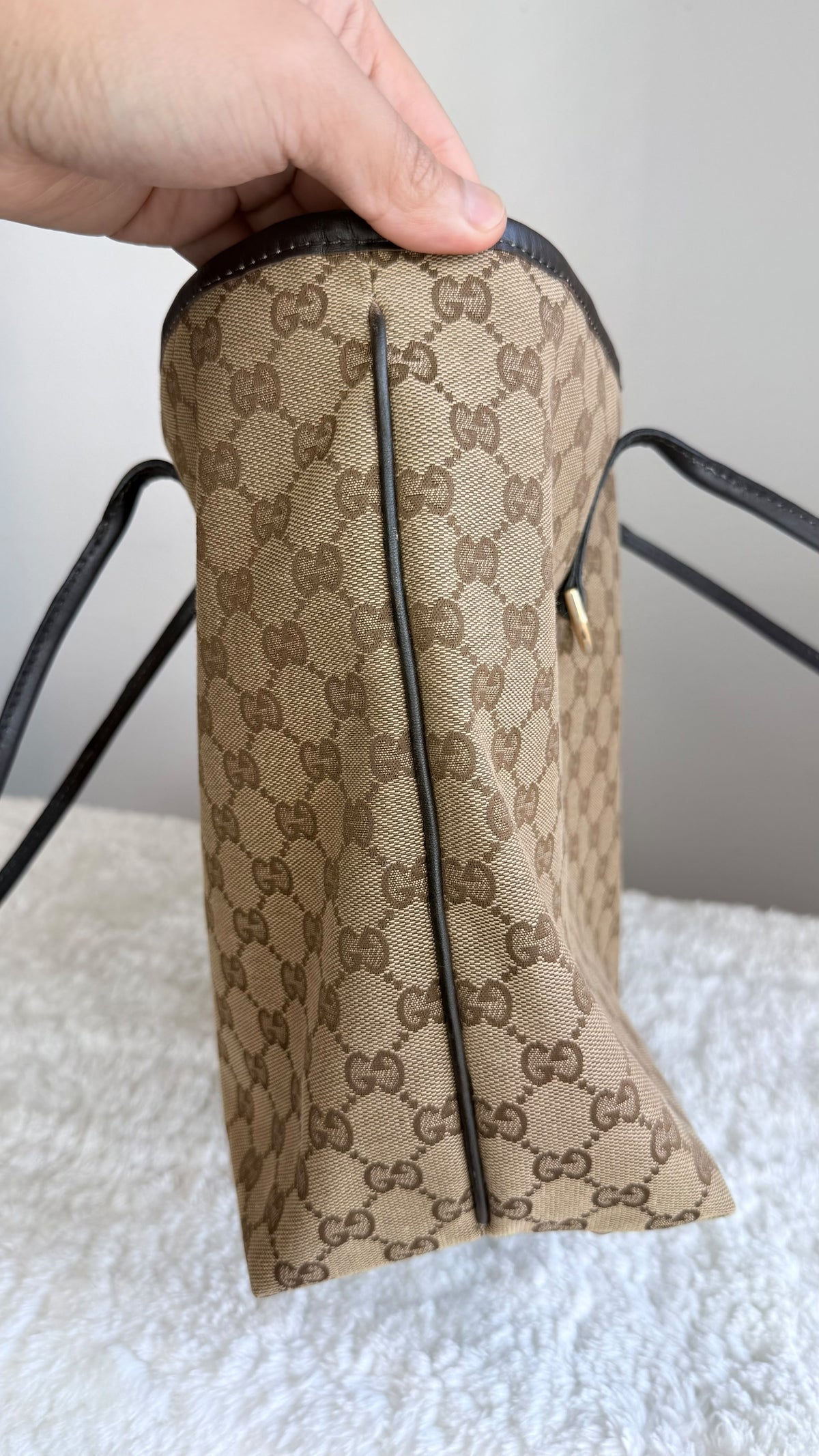 GUCCI New Britt Tote GG Canvas Dark brown Bag