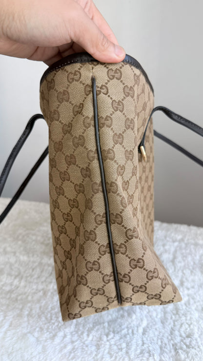 GUCCI New Britt Tote GG Canvas Dark brown Bag