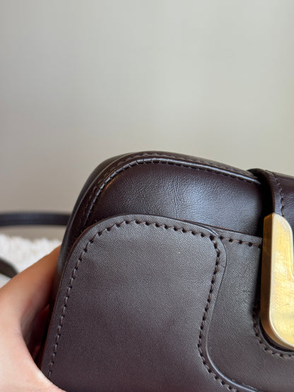 FENDI Chameleon Mini Crossbody Leather Dark Brown