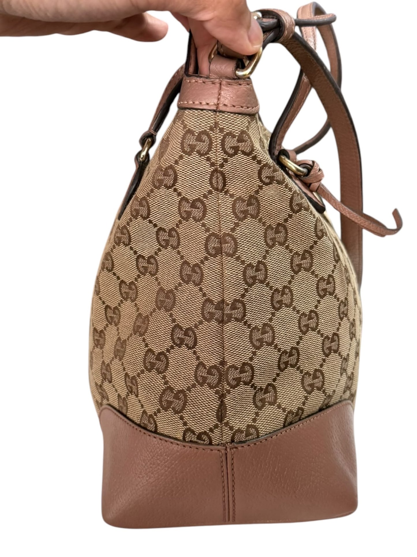 Gucci Bree convertible top handle bag GG Canvas medium pink