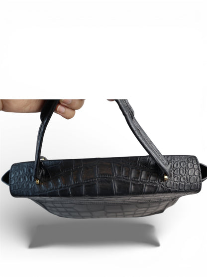Prada Croc-Embossed Leather Top Handle Bag – Medium