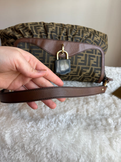 FENDI Pleated Zucca Canvas Shoulder bag