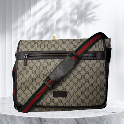 Gucci Messenger Web Strap Coated Canvas Bag
