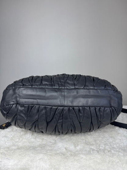 MIU MIU Nappa Matelasse Coffer Hobo Black