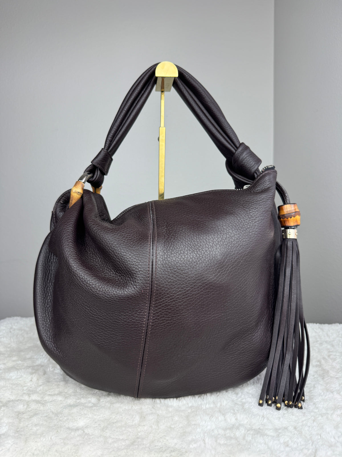 GUCCI bamboo hobo leather brown