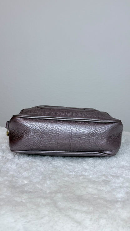 GUCCI Soho Disco Leather Purple Metallic Crossbody