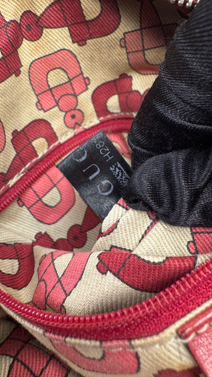 Gucci Abbey GG Monogram Embossed Leather Red