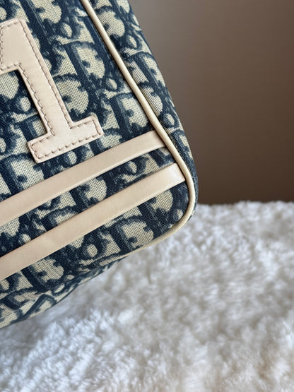 CHRISTIAN DIOR Vintage Girly Zip Messenger Bag Diorissimo Coated Canvas