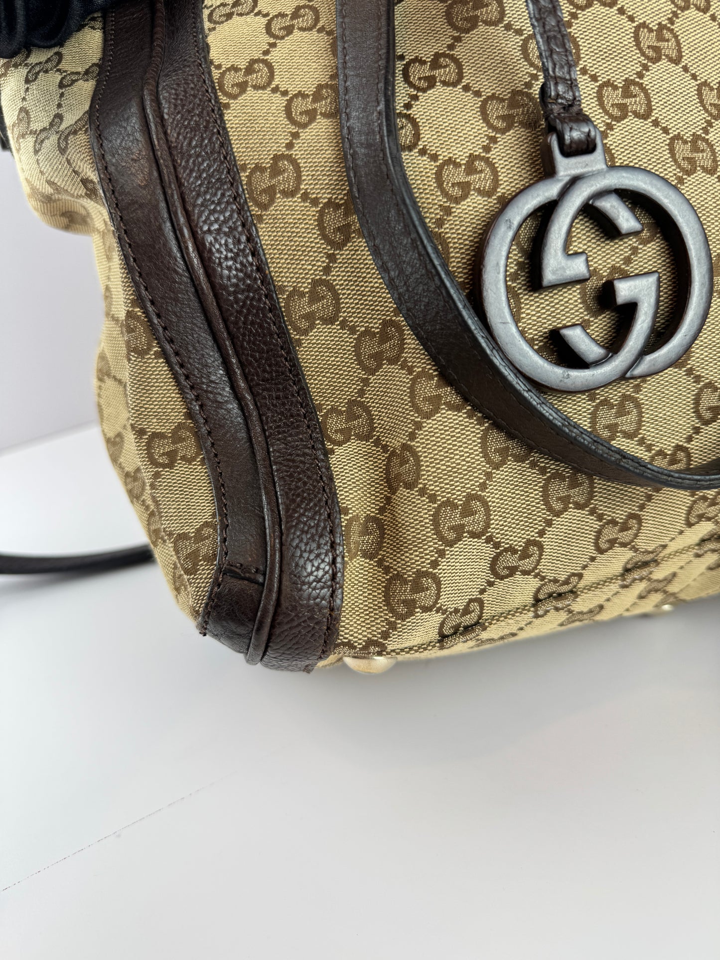 Gucci GG Charm Convertible Tote GG Canvas Brown