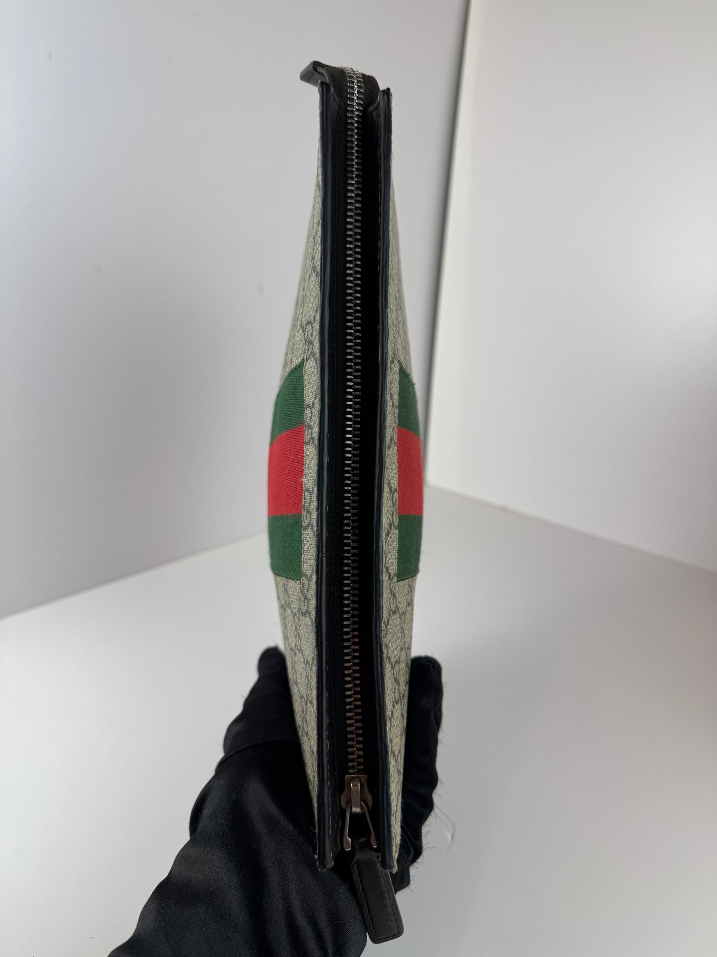 Gucci Web Clutch GG Supreme Coated  Canvas