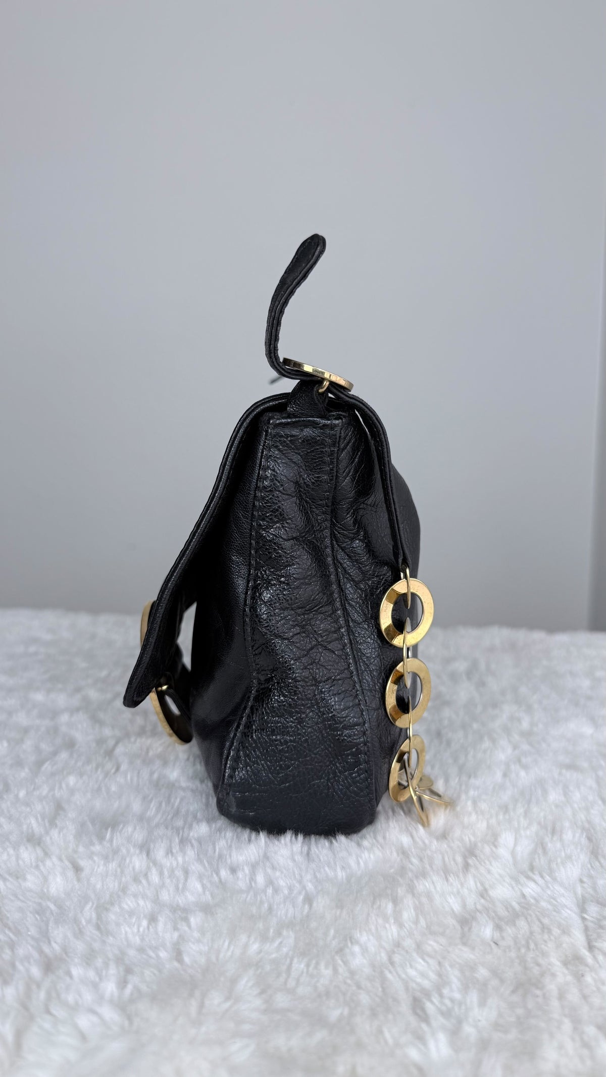 FENDI shoulder FF Leather Black